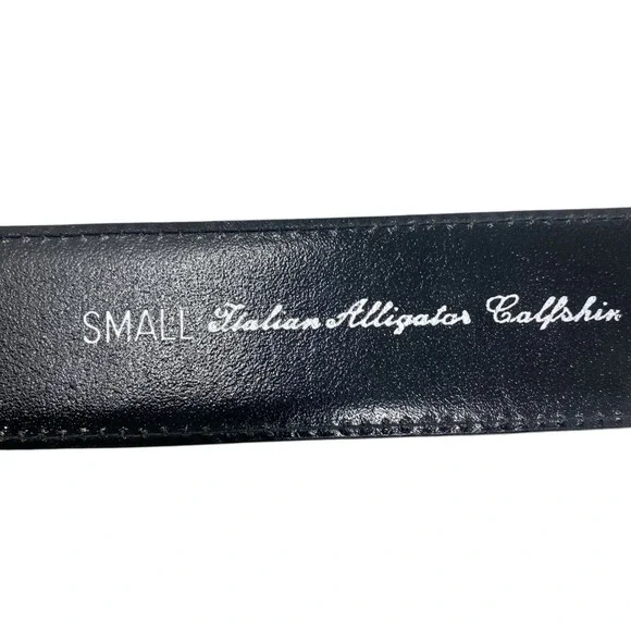 Talbots Womens Black Italian Alligator Calfskin Belt Croc Print Size Small 9851 - Picture 6 of 7